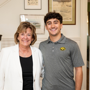 Student with President Barbara Wilson as part of the President's Leadership Class 2025