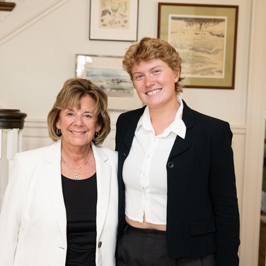 Student with President Barbara Wilson as part of the President's Leadership Class 2025